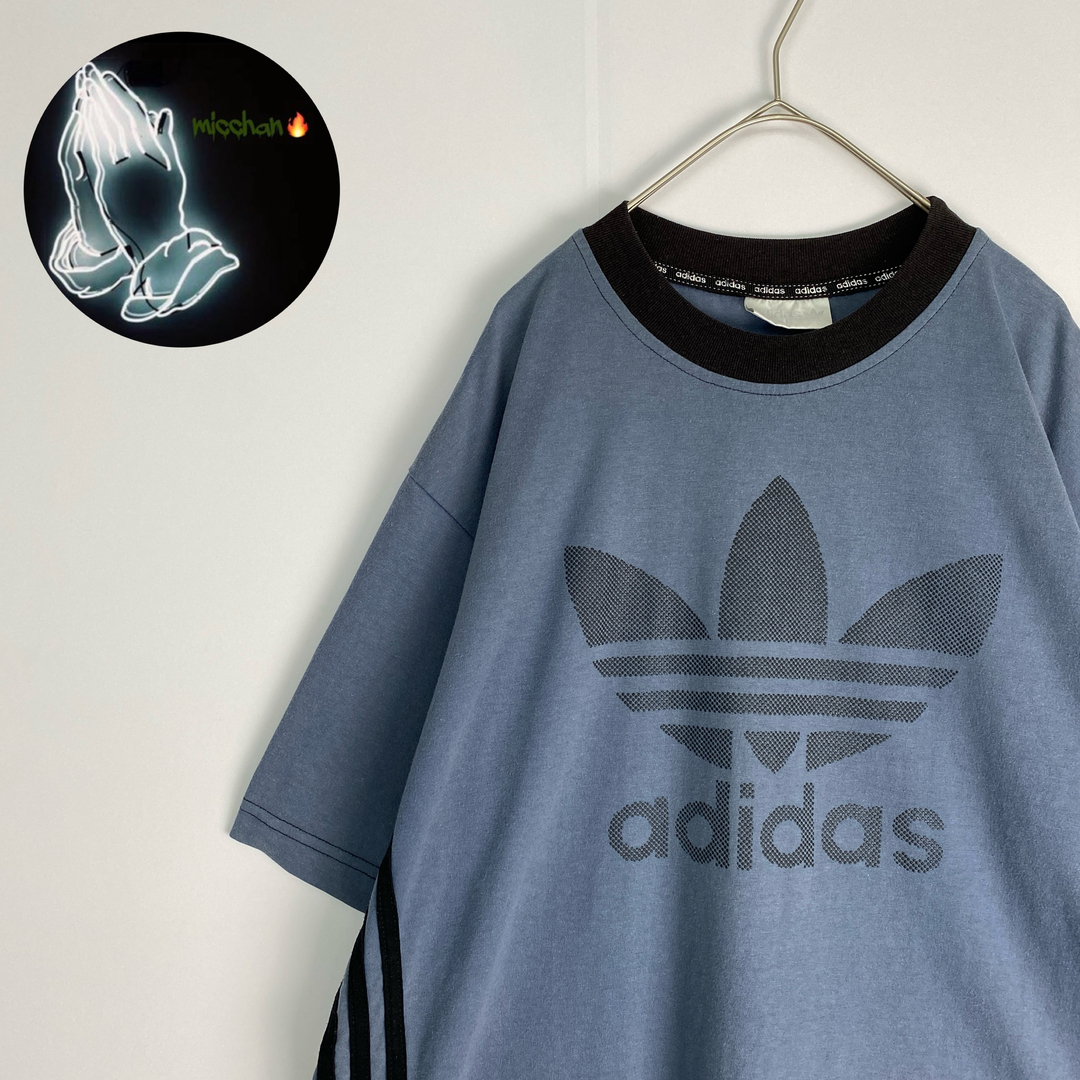 adidas(アディダス)のアディダス　半袖Tシャツ　古着好きに　フェード感　ライン　紺色 メンズのトップス(Tシャツ/カットソー(半袖/袖なし))の商品写真