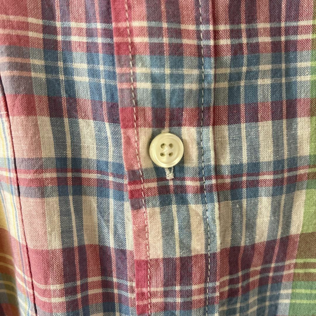 PUNK DRUNKERS(パンクドランカーズ)のL1パンクドランカーズ　チェックシャツ　半袖　刺繍ロゴ　般若ポニー　Ｌメンズ メンズのトップス(Tシャツ/カットソー(半袖/袖なし))の商品写真