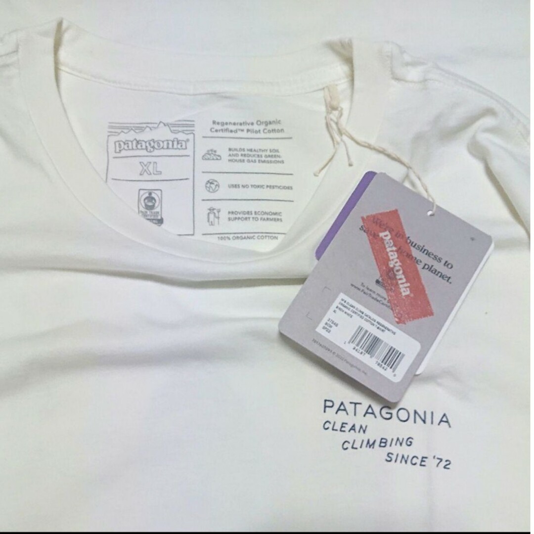 patagonia(パタゴニア)の新品 パタゴニア Tシャツ XLサイズ 白 オーガニック 綿100% メンズのトップス(Tシャツ/カットソー(半袖/袖なし))の商品写真