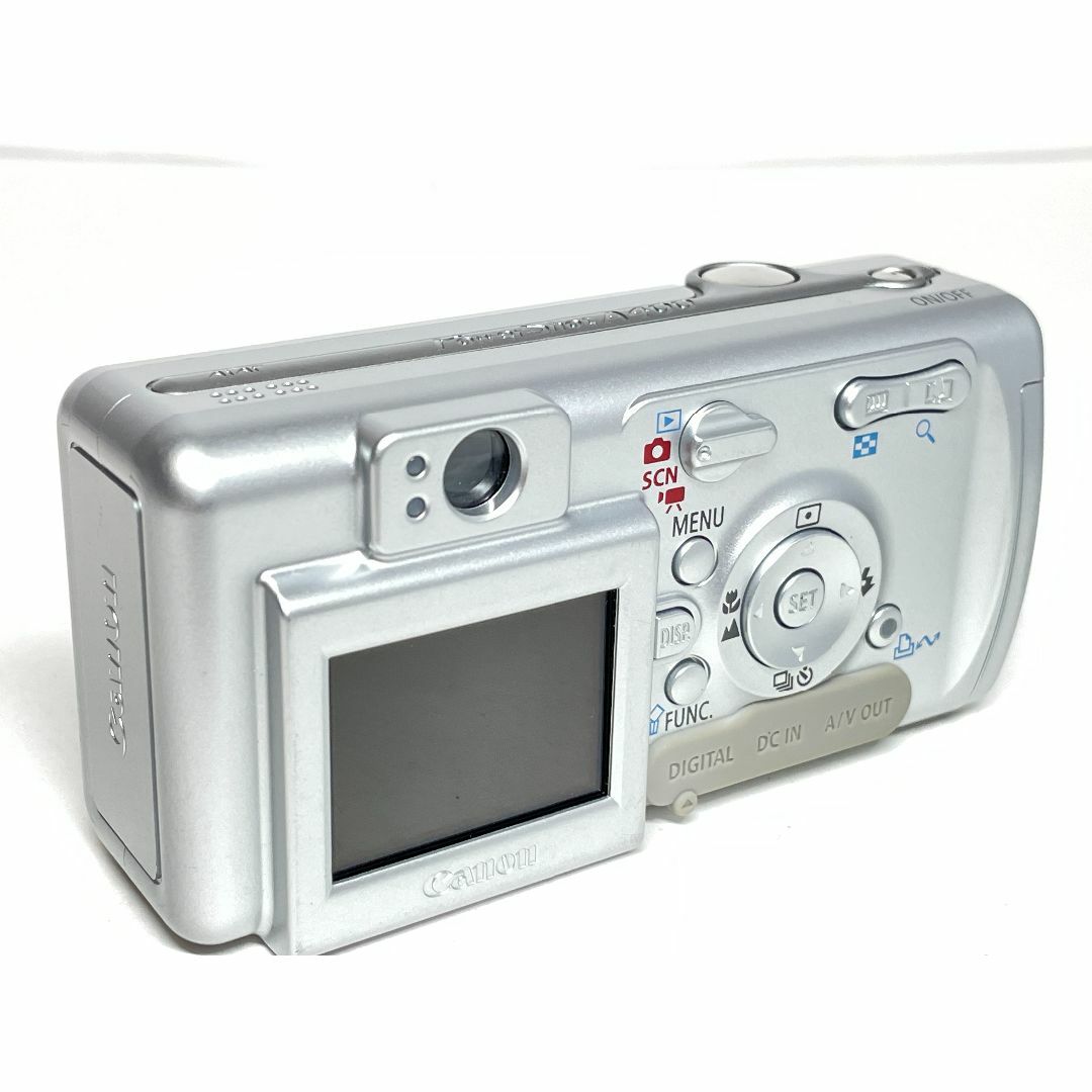 Canon(キヤノン)の元箱付き キヤノン PowerShot A400 雫 シルバー スマホ/家電/カメラのカメラ(コンパクトデジタルカメラ)の商品写真