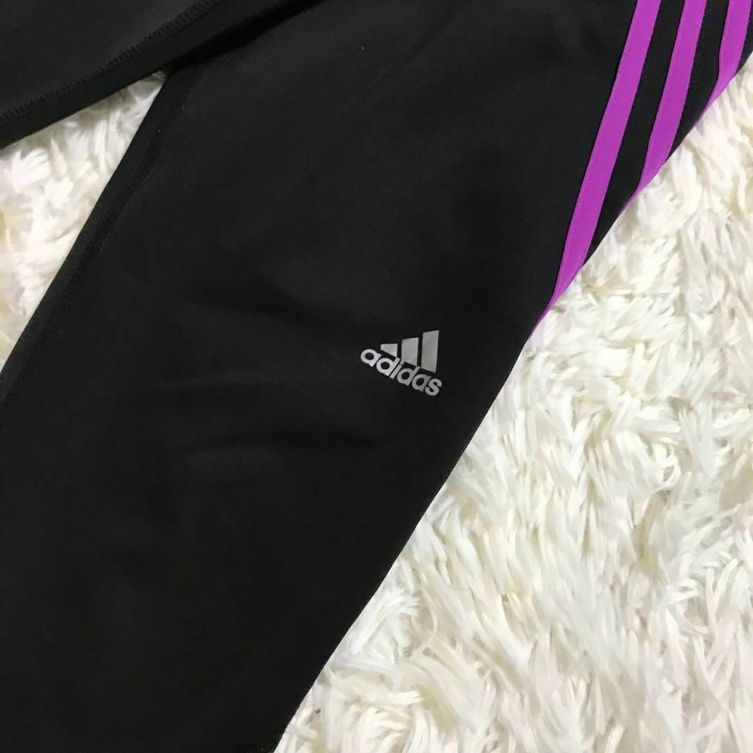 adidas(アディダス)のアディダス adidas レギンス スポーツ ロゴ ブラック パープル M スポーツ/アウトドアのスポーツ/アウトドア その他(その他)の商品写真