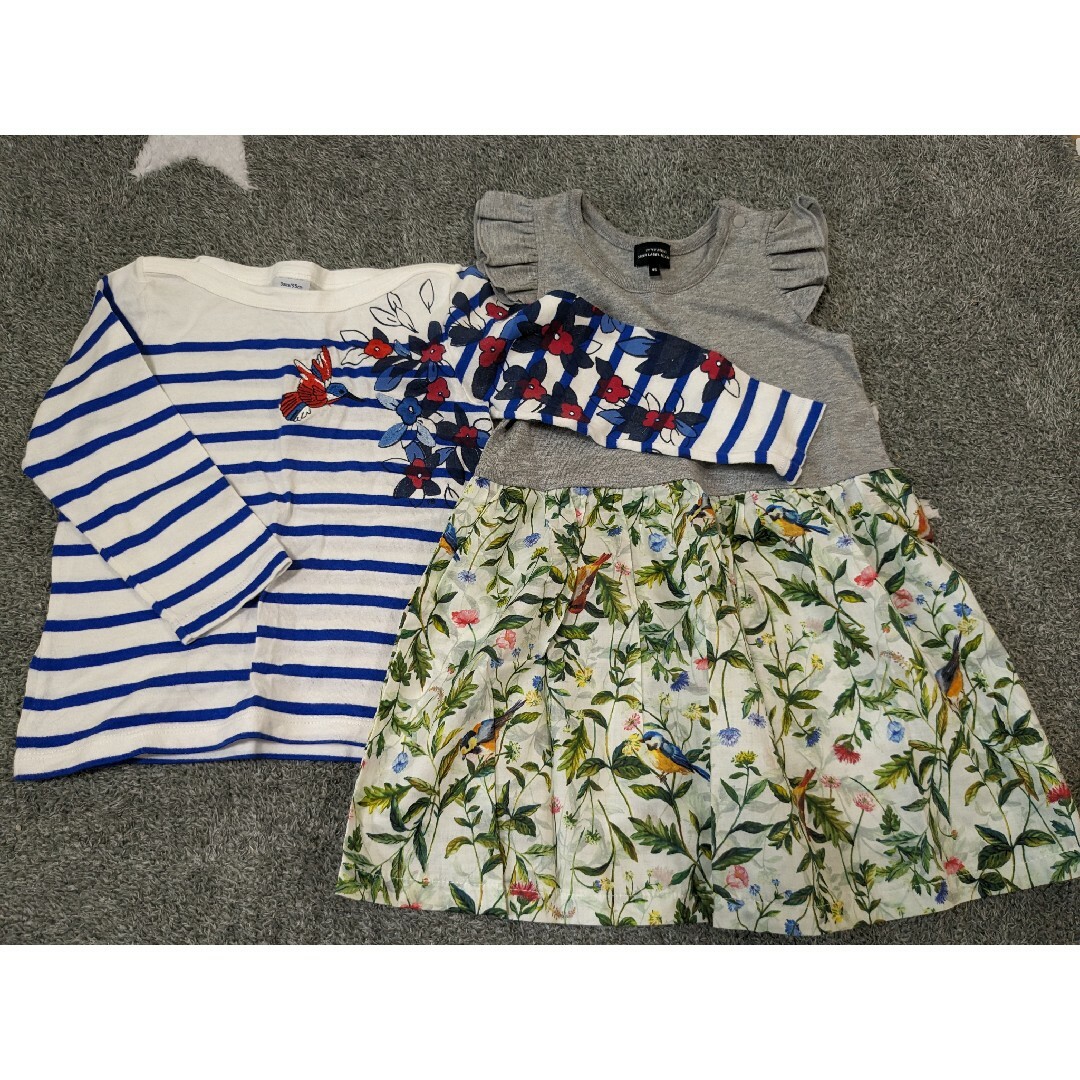 PETIT BATEAU(プチバトー)のプチバトーロンＴ、ユナイテッドアローズのワンピースセット キッズ/ベビー/マタニティのキッズ服女の子用(90cm~)(Tシャツ/カットソー)の商品写真