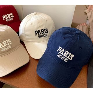 ロゴキャップ PARIS キャップ ネイビー 帽子 韓国 小顔効果 UV防止(キャップ)