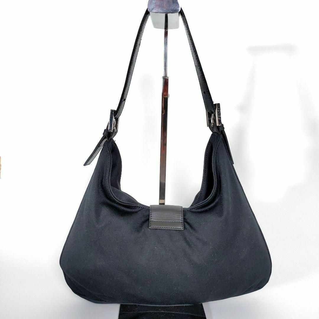 FENDI フェンディ マンマバケット ショルダーバッグ コットンジャージ 黒 FENDI フェンディ マンマバケット ショルダーバッグ コットンジャージ 黒