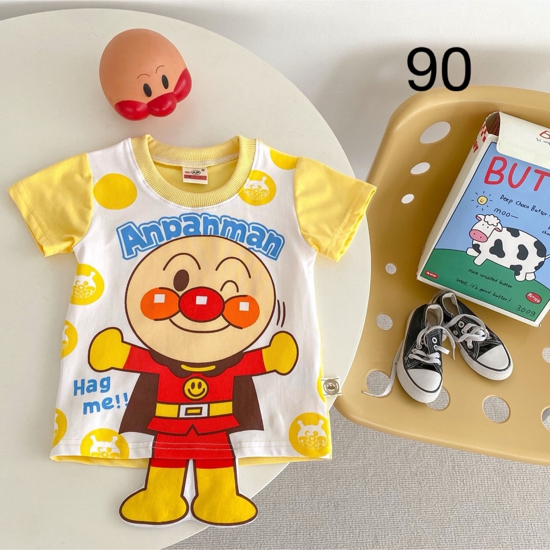 【新品】アンパンマン　子供Tシャツ　半袖　90 キッズ/ベビー/マタニティのキッズ服男の子用(90cm~)(Tシャツ/カットソー)の商品写真