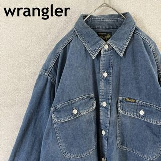 ラングラー(Wrangler)のL1 ラングラー　デニムシャツ　長袖　ヴィンテージ古着　ゆったり　Ｌメンズ(Tシャツ/カットソー(七分/長袖))