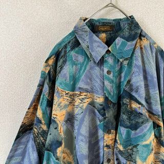 アラミス(Aramis)のL1アラミス　アートデザインシャツ　柄シャツ長袖ゆったり　Ｌメンズ レーヨン素材(Tシャツ/カットソー(七分/長袖))