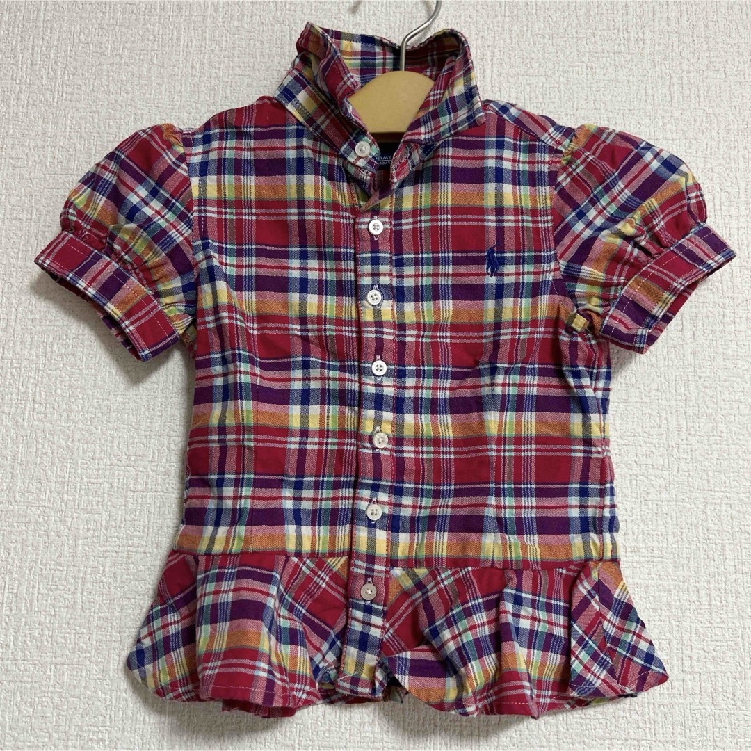 POLO RALPH LAUREN(ポロラルフローレン)のラルフローレン 半袖チェックチュニック キッズ/ベビー/マタニティのキッズ服女の子用(90cm~)(Tシャツ/カットソー)の商品写真