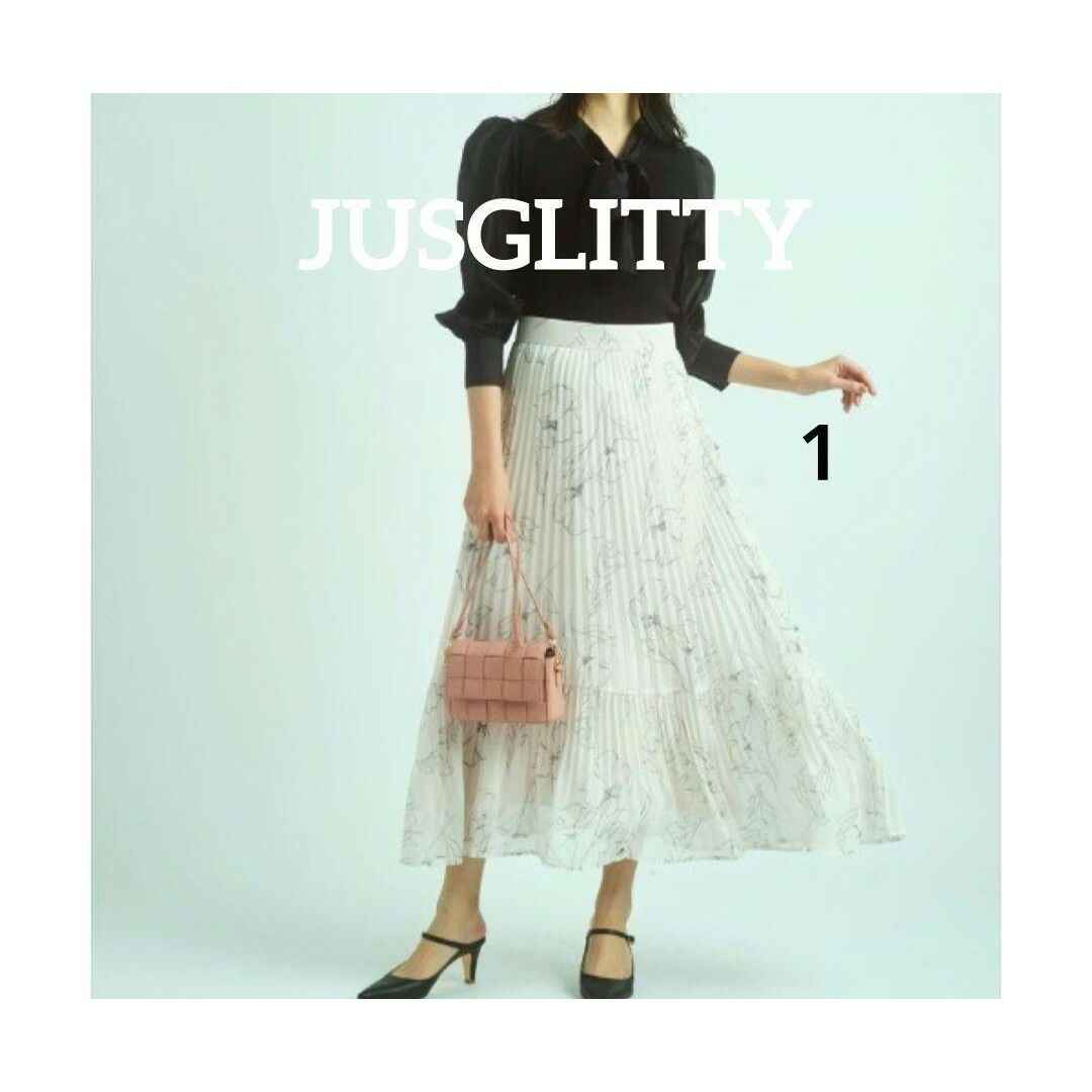 JUSGLITTY(ジャスグリッティー)の♥️クリーニング済♥️極美品【JUSGLITTY 】1ラインフラワープリーツsk レディースのスカート(ロングスカート)の商品写真