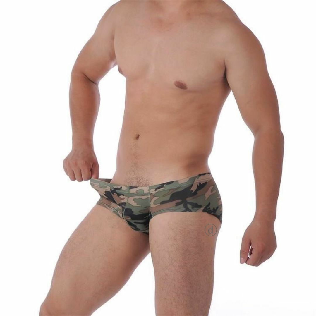 ブリーフ ビキニ パンツ 迷彩 カモフラージュ LL 人気 カーキ グリーン メンズのアンダーウェア(その他)の商品写真