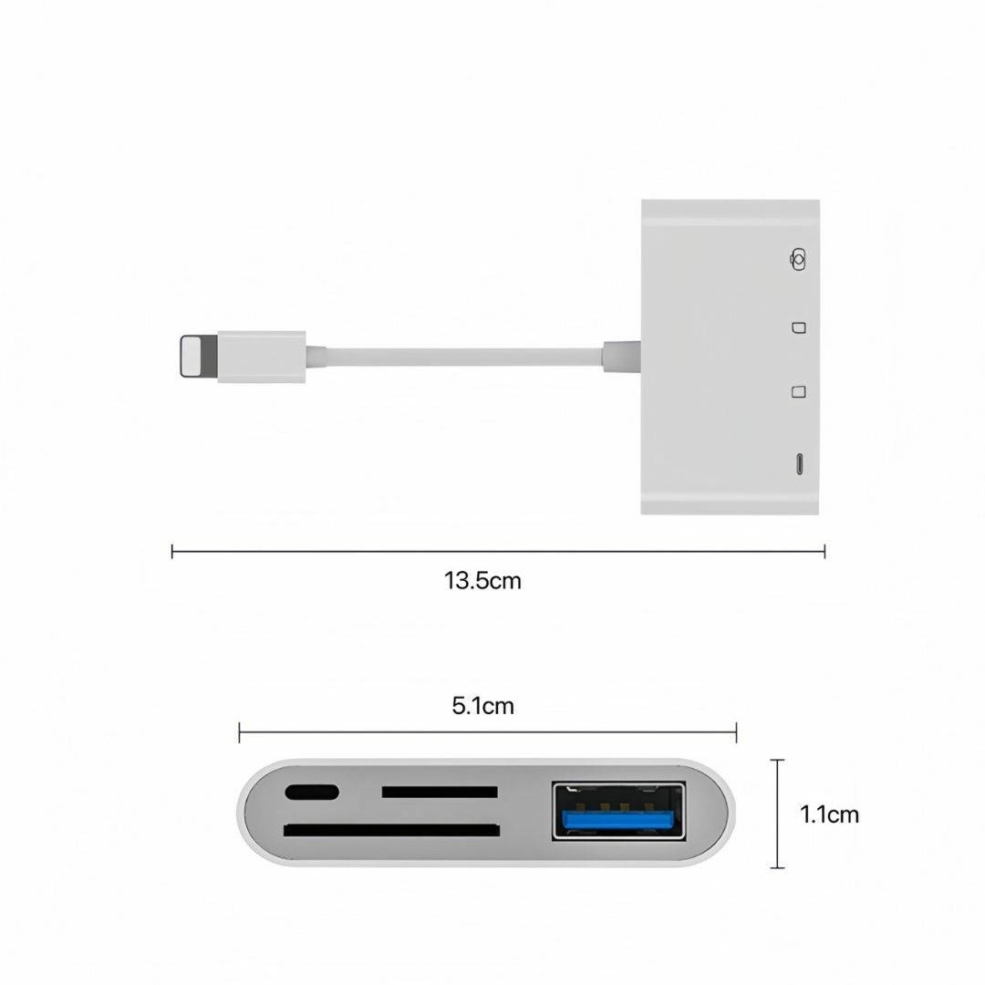 iPhone SDカードリーダー 4in1 変換アダプタ USB microSD スマホ/家電/カメラのスマホアクセサリー(その他)の商品写真