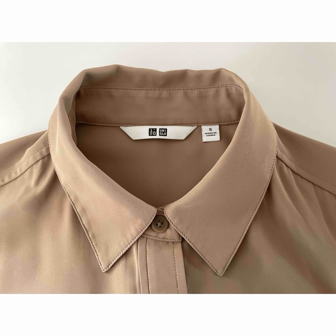 UNIQLO(ユニクロ)のUNIQLO UVカットシャツ ベージュ S 洗える 中古 レディースのトップス(シャツ/ブラウス(長袖/七分))の商品写真