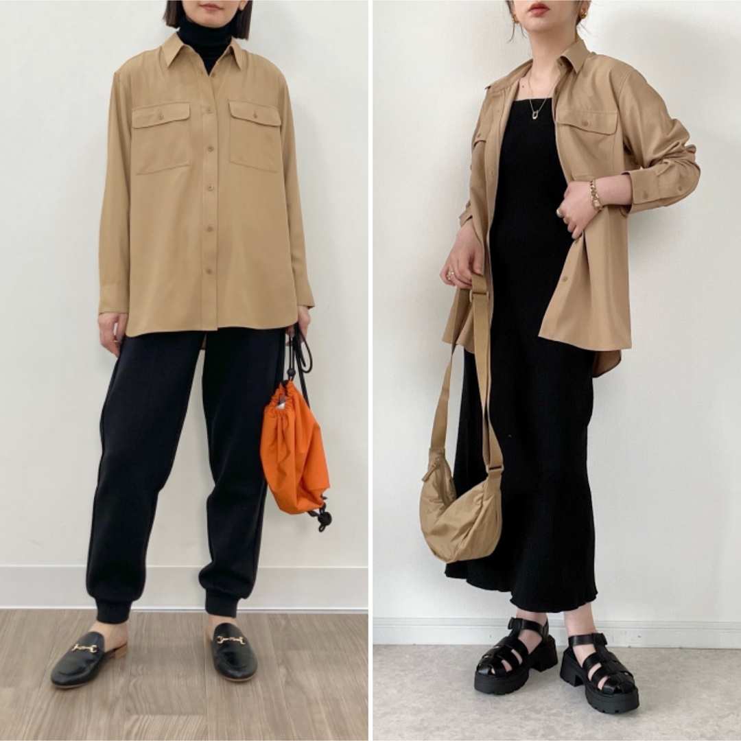 UNIQLO(ユニクロ)のUNIQLO UVカットシャツ ベージュ S 洗える 中古 レディースのトップス(シャツ/ブラウス(長袖/七分))の商品写真