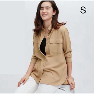 ユニクロ(UNIQLO)のUNIQLO UVカットシャツ ベージュ S 洗える 中古(シャツ/ブラウス(長袖/七分))