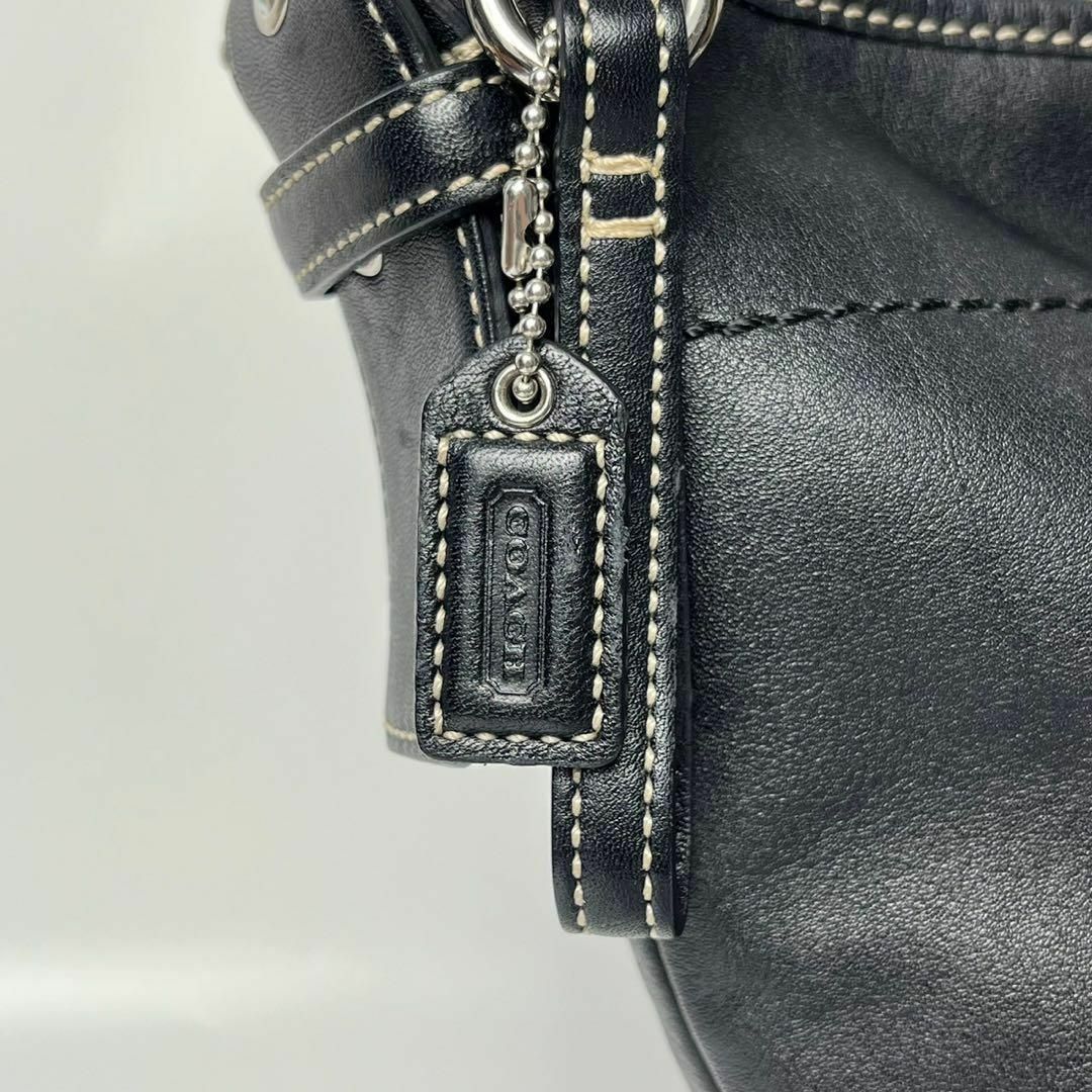 COACH(コーチ)の【美品・保存袋付】コーチ　オールレザー　ブラック　ワンショルダーバッグ レディースのバッグ(ショルダーバッグ)の商品写真