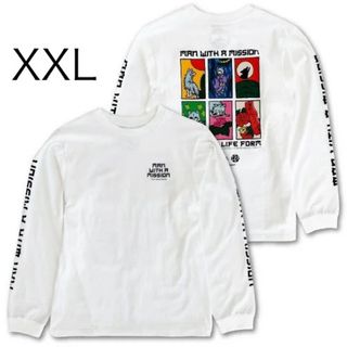 マンウィズアミッション(MAN WITH A MISSION)のマンウィズアミッション　花札ロンT（ホワイト）　XXL サイズ(Tシャツ/カットソー(七分/長袖))