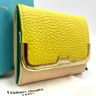 ツモリチサト(TSUMORI CHISATO)の☆美品 現行モデル☆ツモリチサト 三つ折り財布 猫 マルチカラー コンパクト 革(財布)