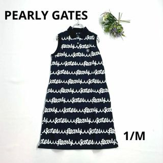 パーリーゲイツ(PEARLY GATES)のパーリーゲイツ　1/M ノースリーブワンピース　ロゴ　総柄　ネイビー(ウエア)