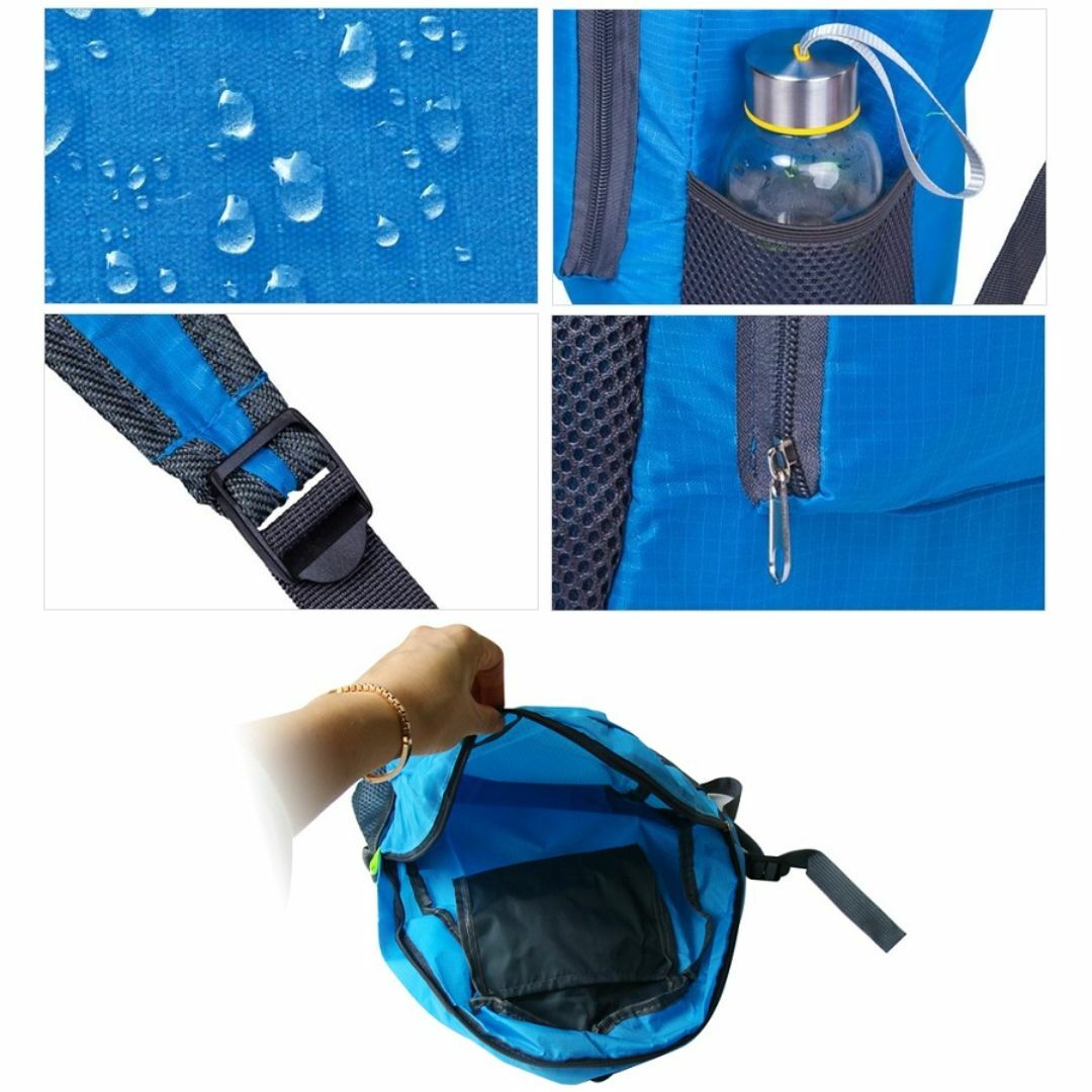 ブルー色 折りたたみ リュック バックパック リュックサック 折り畳み 旅行 メンズのバッグ(バッグパック/リュック)の商品写真