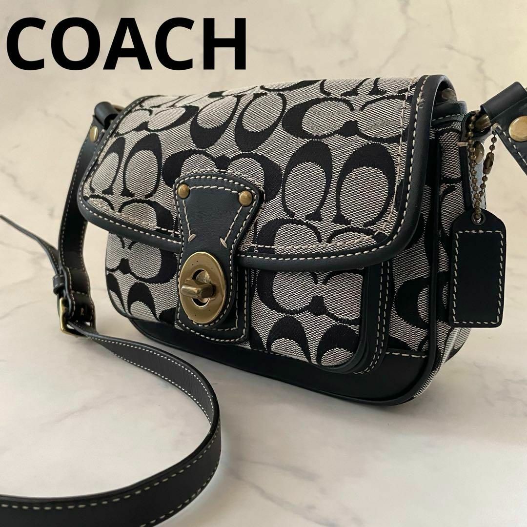 COACH(コーチ)の✨美品꧁コーチ꧂シグネチャー　クリケット ショルダーバッグ　キャンバス　レザー レディースのバッグ(ショルダーバッグ)の商品写真