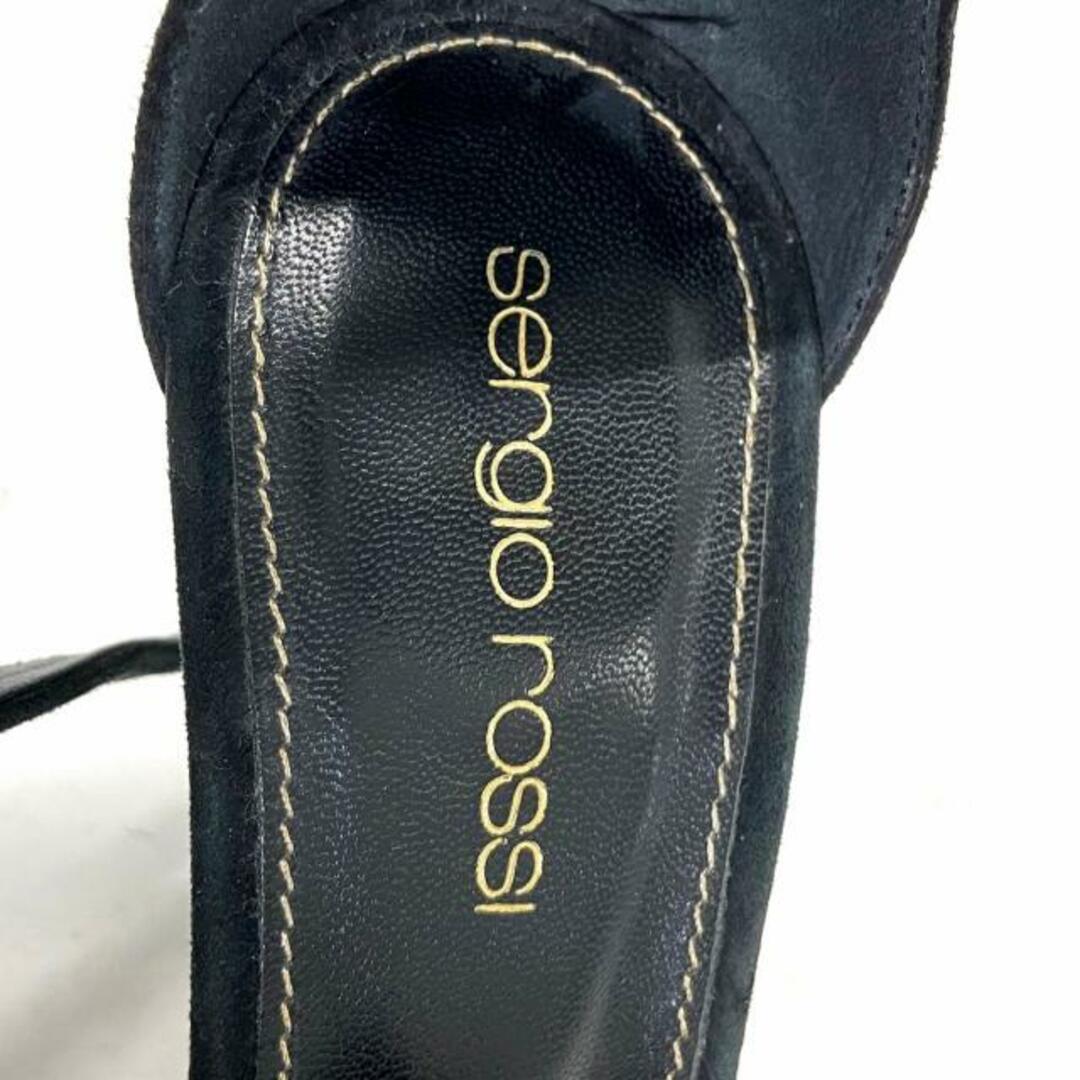 Sergio Rossi(セルジオロッシ)のsergio rossi(セルジオロッシ) パンプス 34 1/2 レディース - 黒×ダークブラウン オープントゥ ヌバック×ファー レディースの靴/シューズ(ハイヒール/パンプス)の商品写真