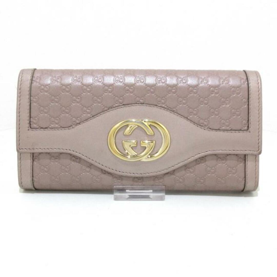 Gucci(グッチ)のGUCCI(グッチ) 長財布 ブリット/マイクログッチシマ 282431 ピンクベージュ レザー レディースのファッション小物(財布)の商品写真