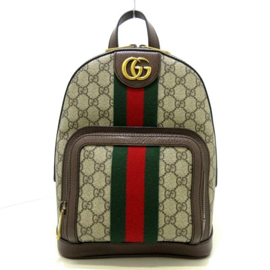 Gucci(グッチ)のGUCCI(グッチ) リュックサック美品  オフィディアGGスモールバックパック 547965 ベージュ×ダークブラウン×マルチ PVC(塩化ビニール)×レザー レディースのバッグ(リュック/バックパック)の商品写真