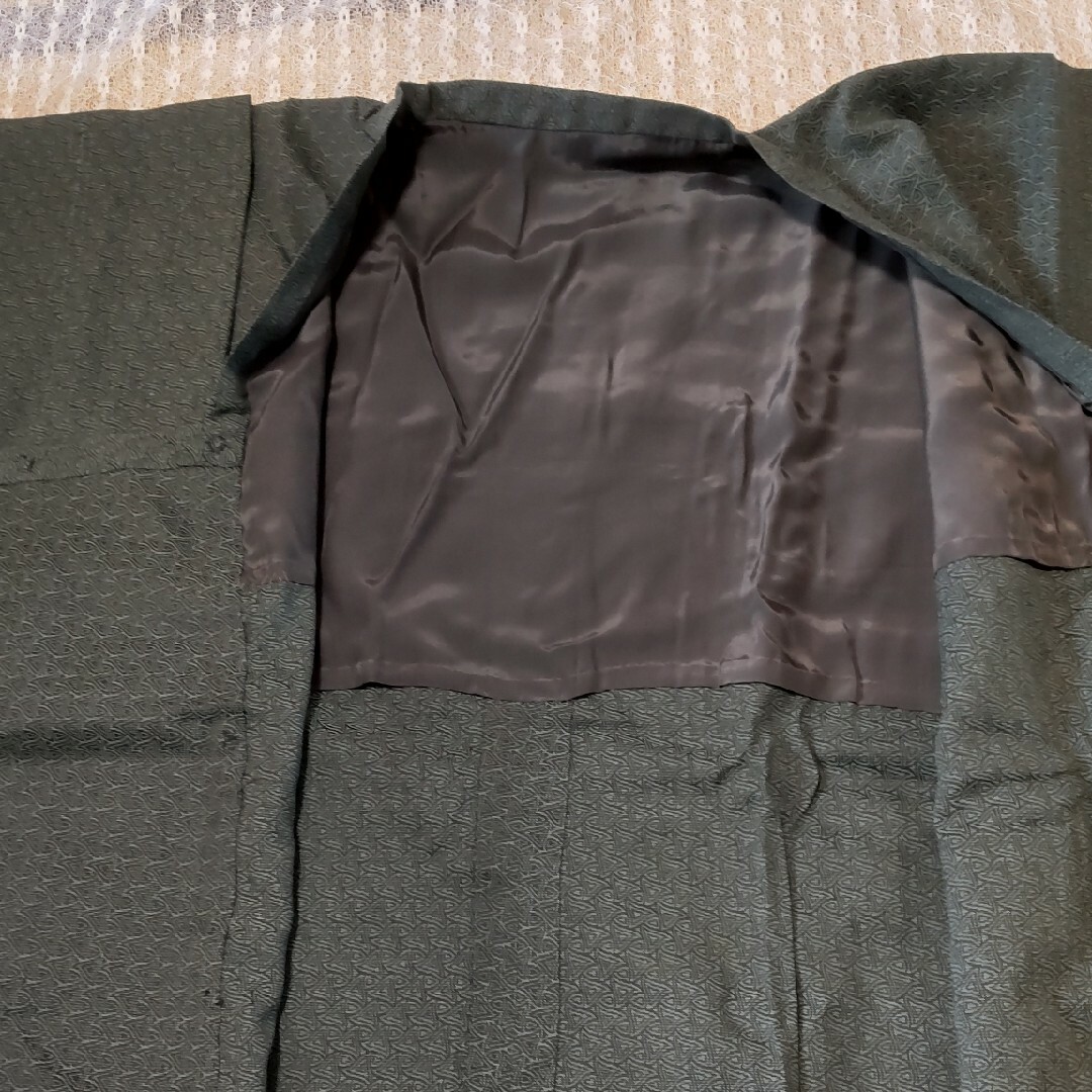 シックな道行　着物コート　グレイがかった深緑 レディースの水着/浴衣(着物)の商品写真