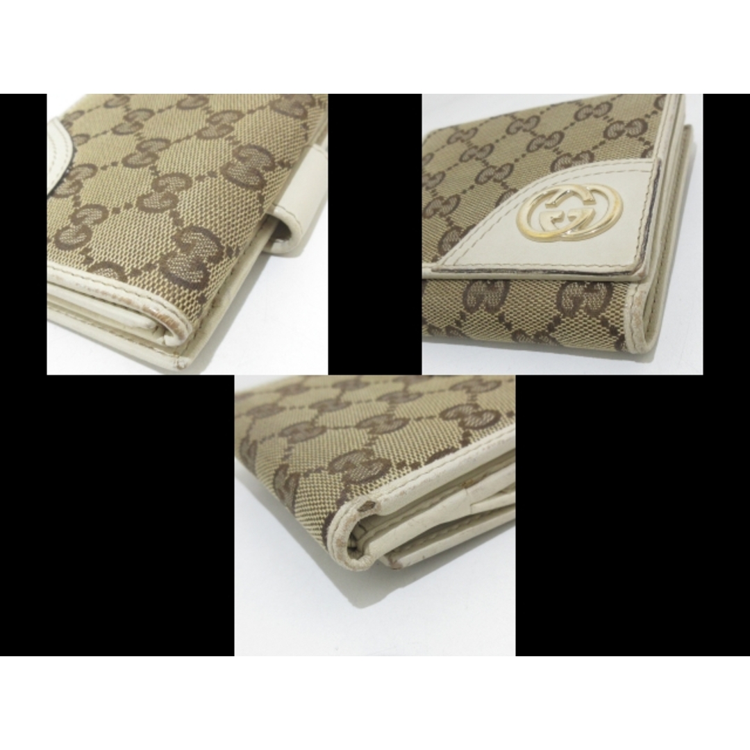 Gucci(グッチ)のGUCCI(グッチ) Wホック財布 ニューブリット/GG柄 181594 ベージュ×ダークブラウン×アイボリー ジャガード×レザー レディースのファッション小物(財布)の商品写真