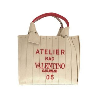 ヴァレンティノガラヴァーニ(valentino garavani)のVALENTINOGARAVANI(バレンチノガラバーニ) トートバッグ アトリエバッグ 05 WW0B0I76ULC アイボリー×レッド プリーツ キャンバス×レザー(トートバッグ)