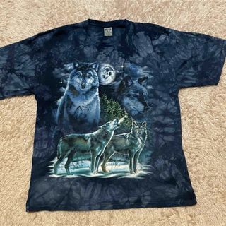 ヴィンテージ(VINTAGE)のオオカミ　ウルフ　wolf ネイビー　メンズXL 半袖Tシャツ(Tシャツ/カットソー(半袖/袖なし))