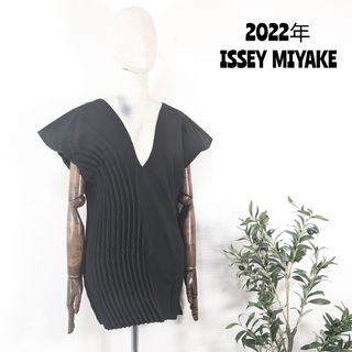 イッセイミヤケ(ISSEY MIYAKE)の★ 美品 2022年 イッセイミヤケ ★ ハンドプリーツ Vネック ブラウス(シャツ/ブラウス(半袖/袖なし))