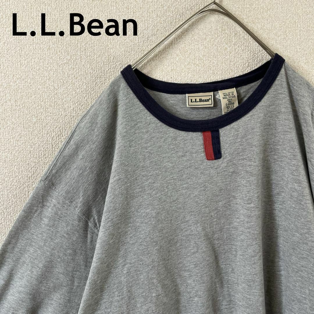 L.L.Bean(エルエルビーン)のU3 L.L.BEAN ヘンリーリンガーネックシャツ　ラグランtシャツ Ｌメンズ メンズのトップス(Tシャツ/カットソー(半袖/袖なし))の商品写真