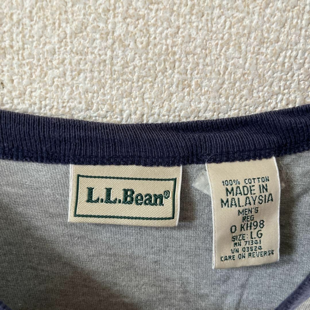 L.L.Bean(エルエルビーン)のU3 L.L.BEAN ヘンリーリンガーネックシャツ　ラグランtシャツ Ｌメンズ メンズのトップス(Tシャツ/カットソー(半袖/袖なし))の商品写真