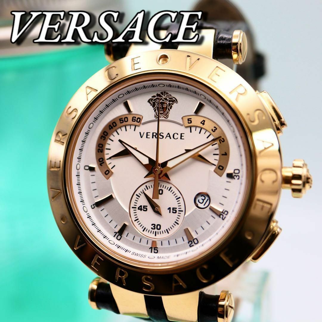 極美品 VERSACE Vレース クロノグラフ デイト メンズ腕時計 340 メンズの時計(腕時計(アナログ))の商品写真