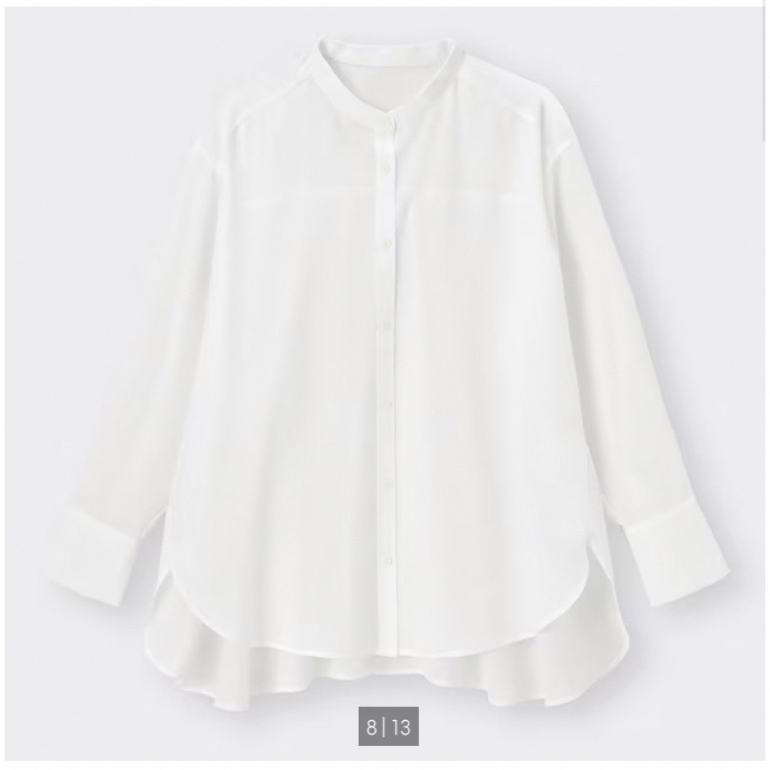 GU(ジーユー)のGU シアーテントラインシャツ/ホワイト 2024SS レディースのトップス(シャツ/ブラウス(長袖/七分))の商品写真