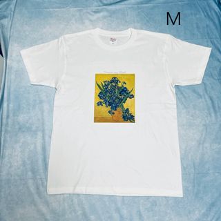 ゴッホ　アイリス（黄色の背景バージョン）綿TシャツMサイズ白SMLサイズ有り(Tシャツ/カットソー(半袖/袖なし))