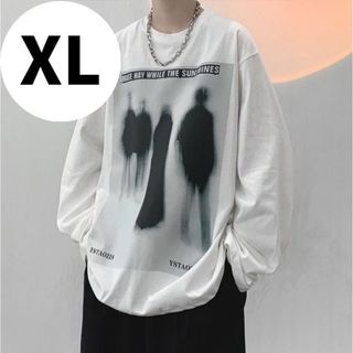 【大人気商品♪】メンズ　長袖Tシャツ　ロンT　XL　ホワイト　白　アメリカ(Tシャツ/カットソー(七分/長袖))