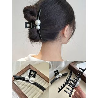 激安　パール　バンスクリップ　バレッタ  髪飾り　髪留め　ヘアアクセサリー(バレッタ/ヘアクリップ)