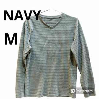 ネイビー(NAVY)のメンズ　トップス　NAVY ネイビー　Tシャツ　長袖　М　ボーダー　グレー(Tシャツ/カットソー(七分/長袖))