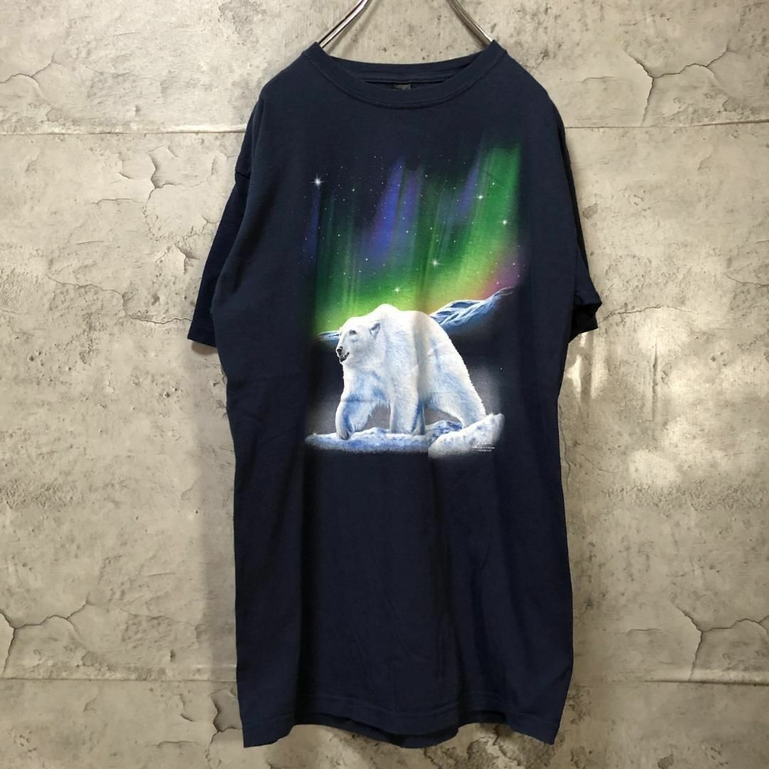 シロクマ 白熊 オーロラ アメリカ輸入 アニマル Tシャツ メンズのトップス(Tシャツ/カットソー(半袖/袖なし))の商品写真