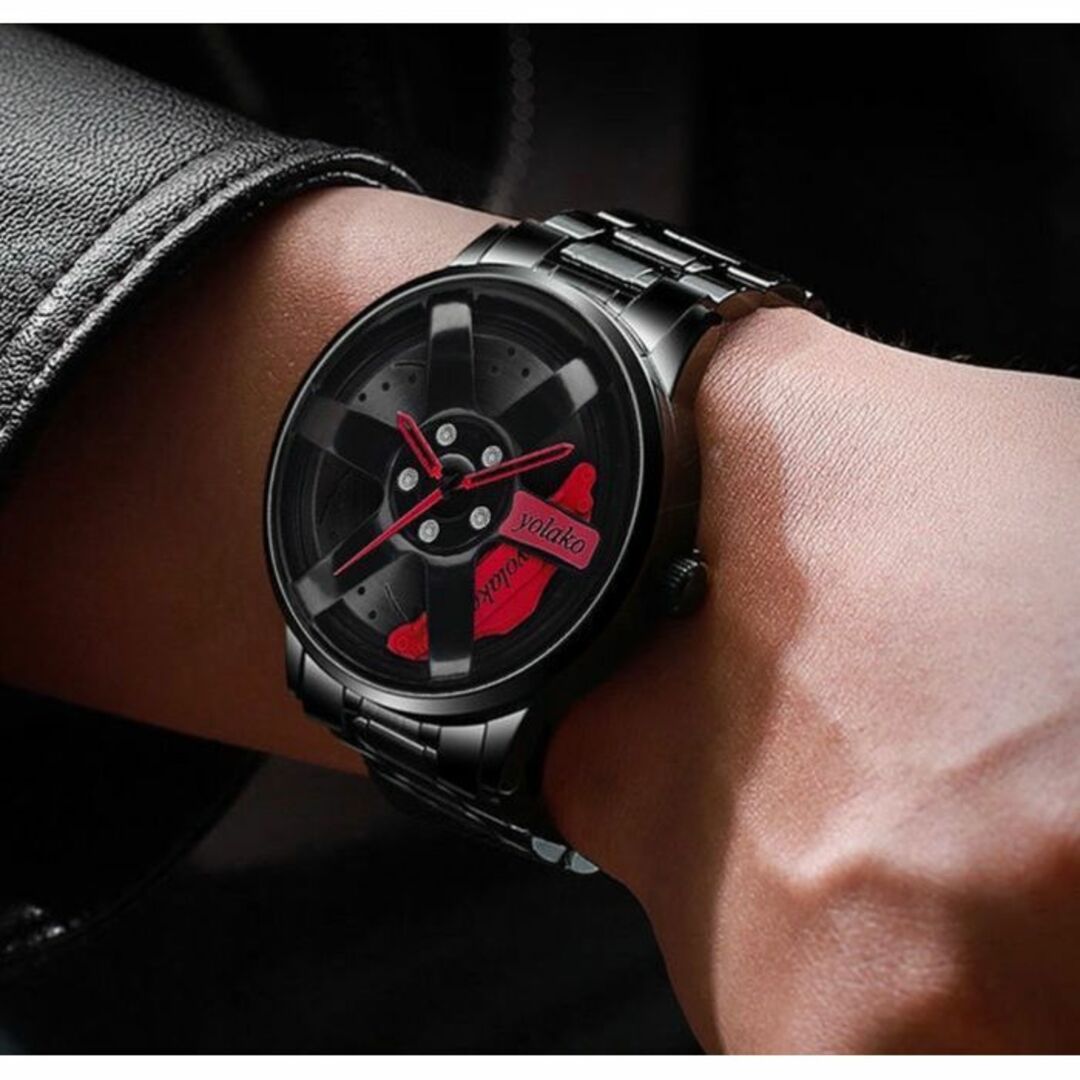 YOLAKO 正規品ホイール腕時計　新品　限定販売　レッドカラー メンズの時計(腕時計(アナログ))の商品写真