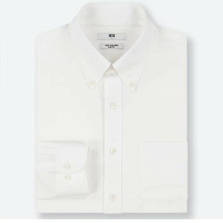 ユニクロ(UNIQLO)の新品 スーパーノンアイロンスリムフィットシャツ ボタンダウンシャツ 白 M(シャツ)