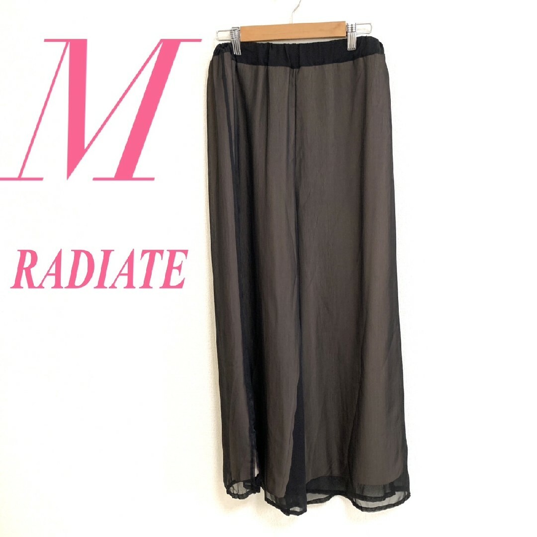 RADIATE　ワイドパンツ　M　ブラック　上品　シフォン　ポリ100% レディースのパンツ(カジュアルパンツ)の商品写真