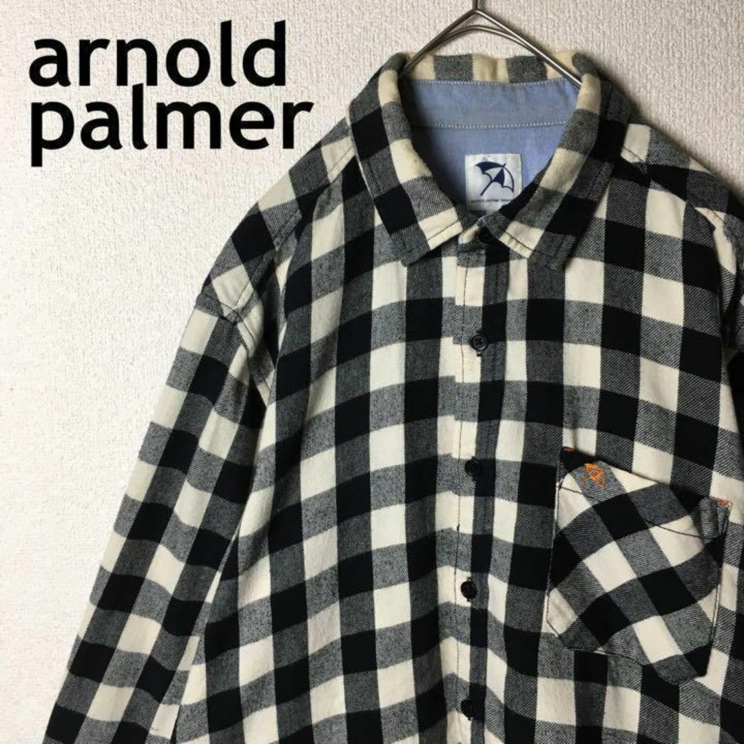 Arnold Palmer(アーノルドパーマー)のA1 アーノルドパーマー　モノトーンチェック柄　Mメンズ コットンシャツ　長袖 メンズのトップス(Tシャツ/カットソー(七分/長袖))の商品写真