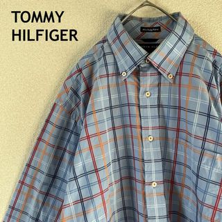 トミーヒルフィガー(TOMMY HILFIGER)のJ2トミーヒルフィガー　チェック柄シャツ　長袖ゆったり　2plyコットンMメンズ(Tシャツ/カットソー(七分/長袖))