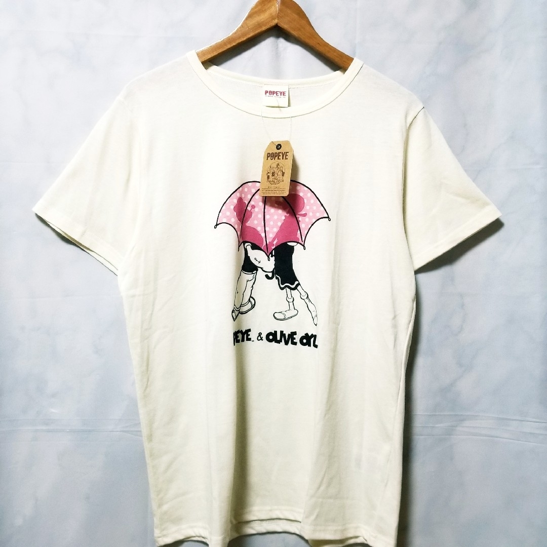 POPEYE　ポパイ　オリーブ　新品　Tシャツ  半袖　あいあい傘　XLサイズ レディースのトップス(Tシャツ(半袖/袖なし))の商品写真