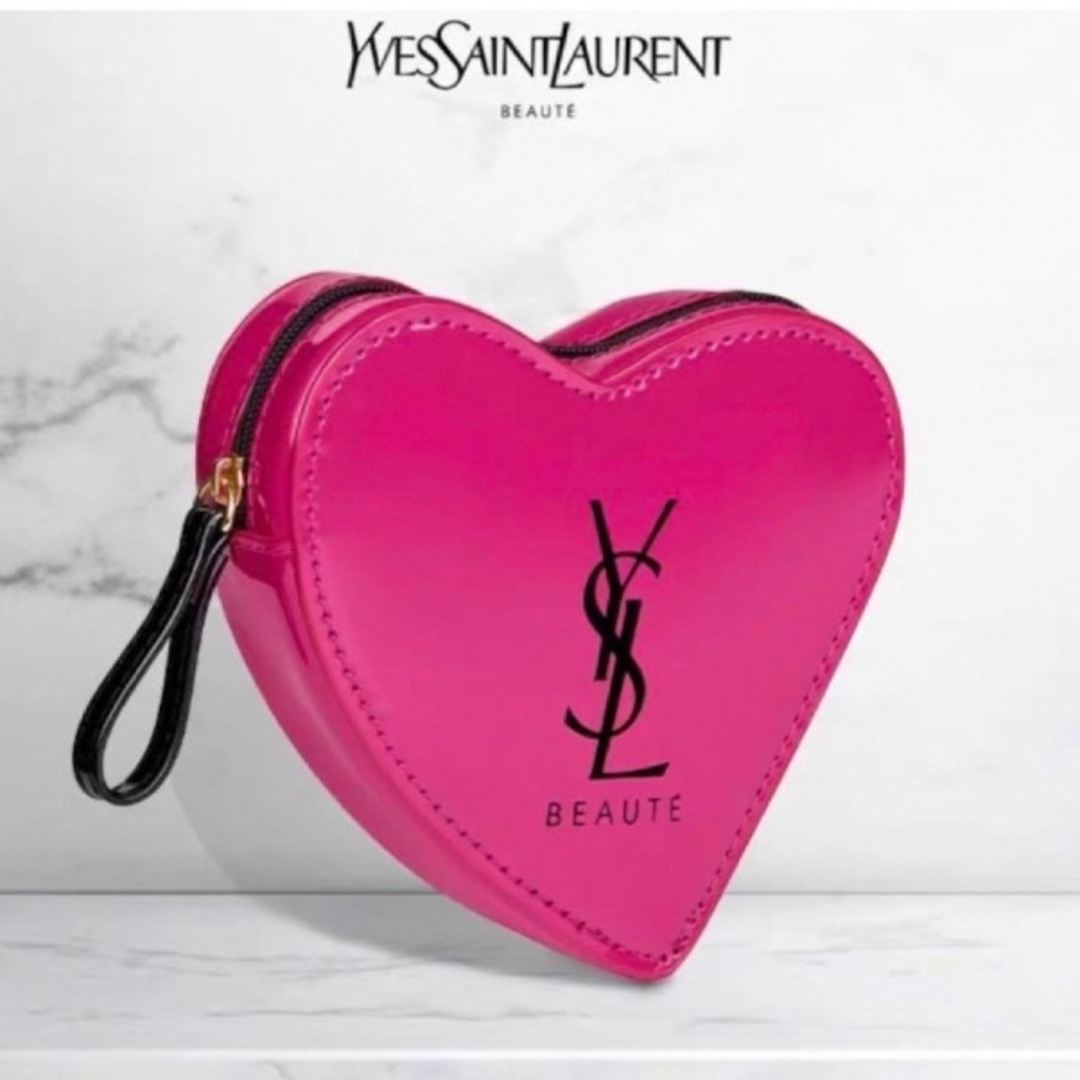 Yves Saint Laurent Beaute(イヴサンローランボーテ)の新品　イヴサンローラン　ノベルティ　エナメルポーチハート型　小物入れ　ミラー レディースのファッション小物(ポーチ)の商品写真