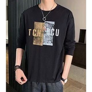 【新品未使用】メンズ　トップス　英文字　シャツ　韓国　カジュアル　ＸＬ(Tシャツ/カットソー(七分/長袖))