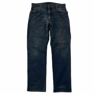 Wrangler - ラングラー デニム ジーンズ W34 ストレート 革パッチ ストレッチ bb3